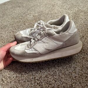New Balance Women's Cream and Gray Sneakers